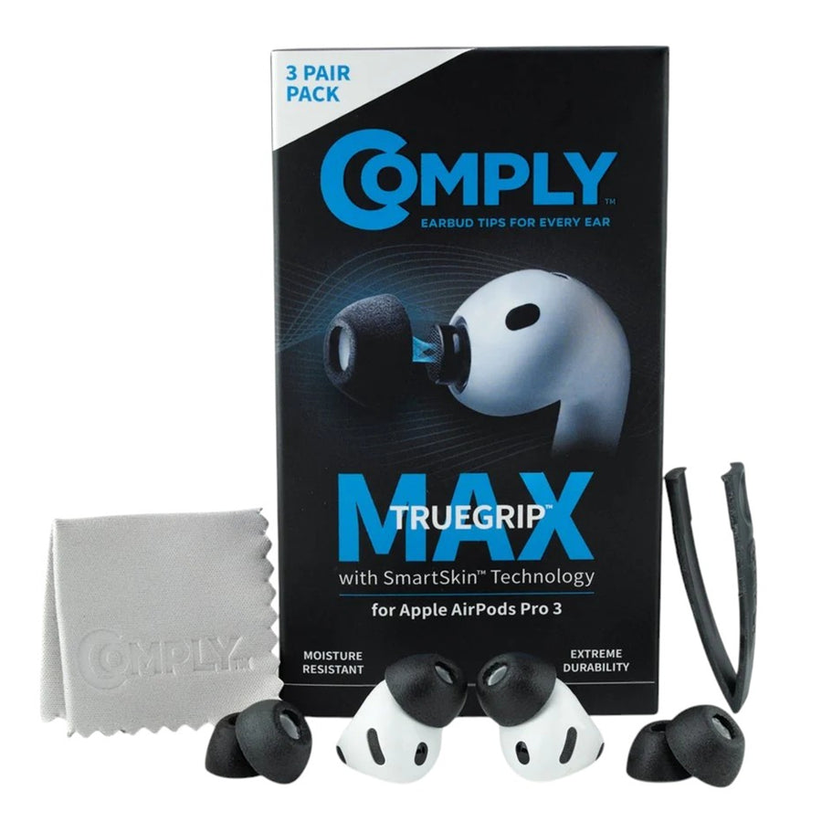 Comply (Small) TrueGrip MAX Premium Memory Foam Tips for Apple AirPods Pro 3 - Black - Small 3-pack (6x Small eartips) - compatible with AirPods Pro 3rd Generation