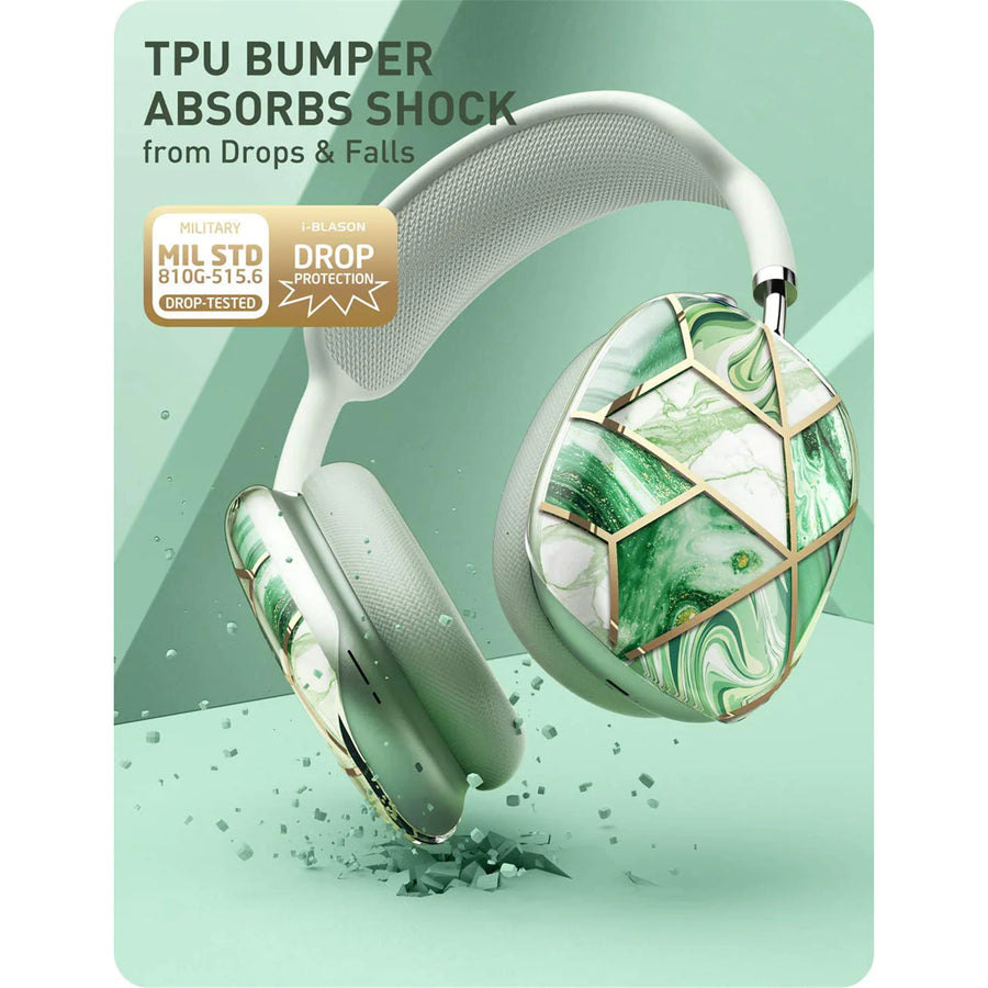 i-Blason Cosmo Case for AirPods Max - Marble Jade Green - Shock-absorbing & scratch-proof - Premium & beautiful protective fashion earcup covers for Apple AirPods Max