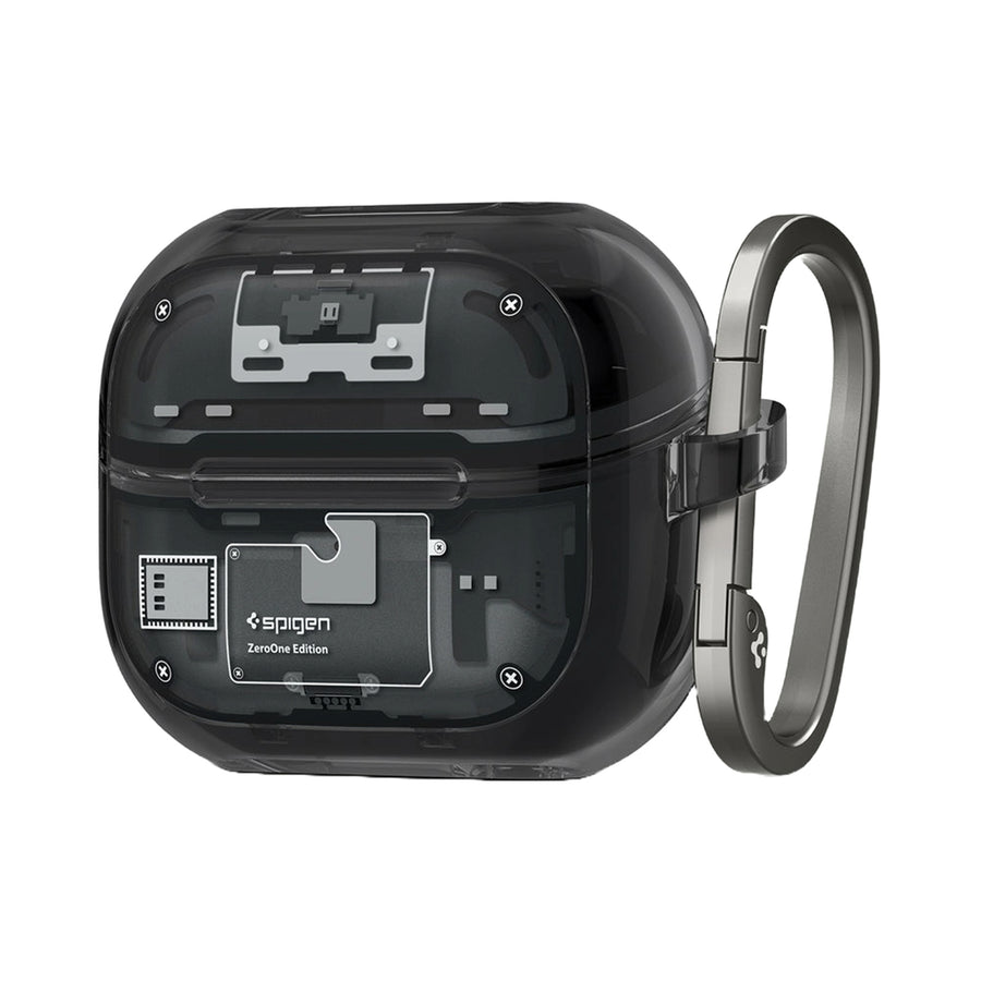 Spigen Ultra Hybrid Zero One Case for Samsung Galaxy Buds 3 & Galaxy Buds 3 Pro - Black - With Carabiner Clip