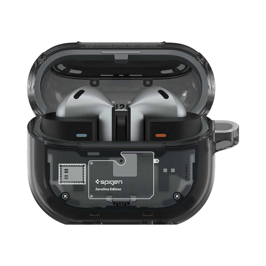 Spigen Ultra Hybrid Zero One Case for Samsung Galaxy Buds 3 & Galaxy Buds 3 Pro - Black - With Carabiner Clip