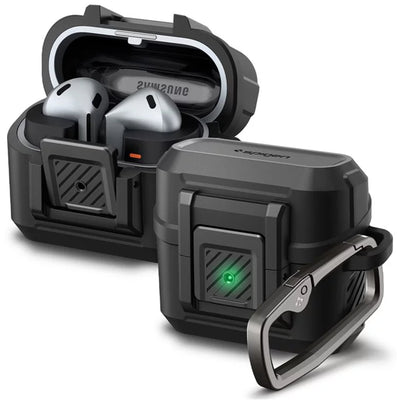Spigen Lock Fit Rugged Case for Samsung Galaxy Buds 3 & Galaxy Buds 3 Pro - Black - With secure locking mechanism