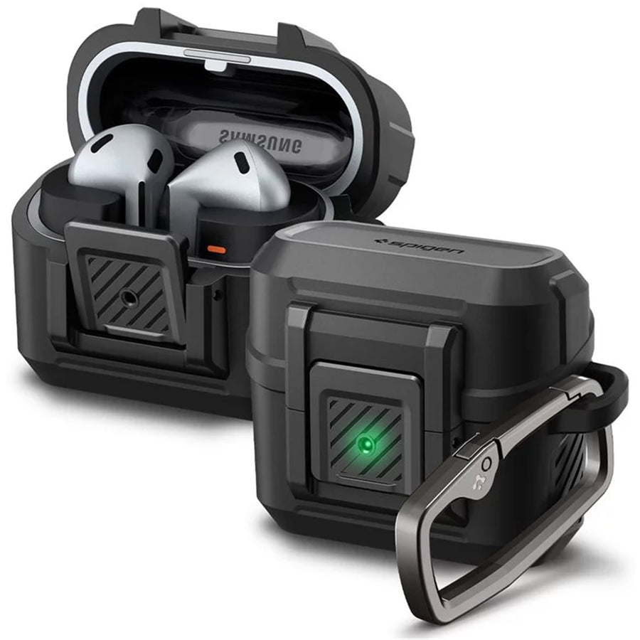 Spigen Lock Fit Rugged Case for Samsung Galaxy Buds 3 & Galaxy Buds 3 Pro - Black - With secure locking mechanism