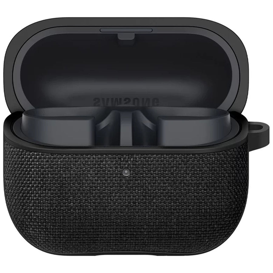 Spigen Urban Fit Premium Knit Fabric Case for Samsung Galaxy Buds 3 & Galaxy Buds 3 Pro - Black - With Keychain Clip