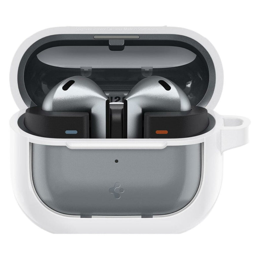 Spigen Ultra Hybrid Clear Case for Samsung Galaxy Buds 3 & Galaxy Buds 3 Pro - Jet White - With Carabiner Clip