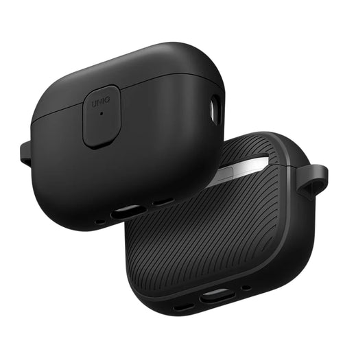 Uniq Clyde Gen Lock Apple AirPods Pro 3 Case - Black/Dark Grey - Compatible with Airpods Pro 3rd Generation - Secure Magnetic Lock - Wireless Charging compatible