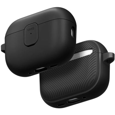 Uniq Clyde Gen Lock Apple AirPods Pro 3 Case - Black/Dark Grey - Compatible with Airpods Pro 3rd Generation - Secure Magnetic Lock - Wireless Charging Compatible