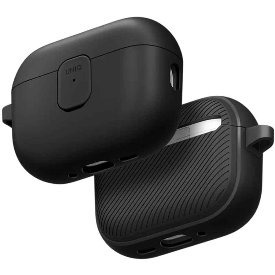 Uniq Clyde Gen Lock Apple AirPods Pro 3 Case - Black/Dark Grey - Compatible with Airpods Pro 3rd Generation - Secure Magnetic Lock - Wireless Charging Compatible