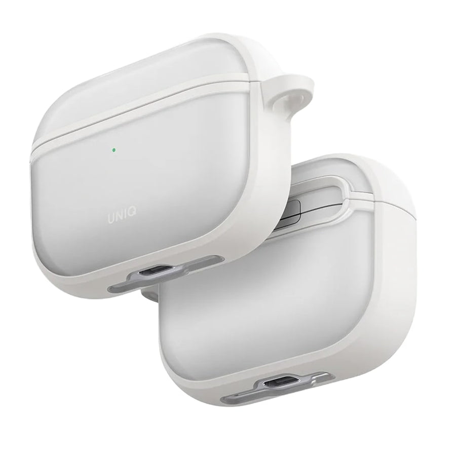 Uniq Veren Rugged Apple AirPods Pro 3 Case - Chalk Frost - Compatible with Airpods Pro 3rd Generation - Aluminium Carabiner Included - Wireless charging compatible