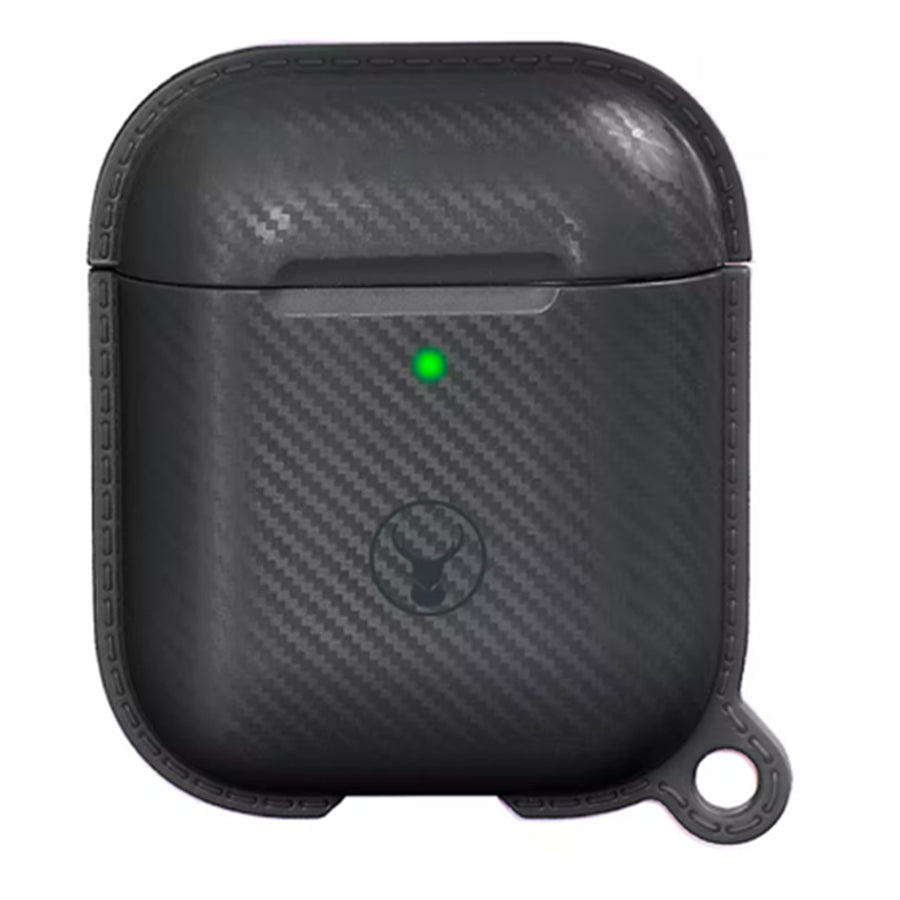 Bonelk Carbon Case for AirPods - Black - Compatible with Apple AirPods 2nd Gen / 1st Gen - Wireless charging compatible