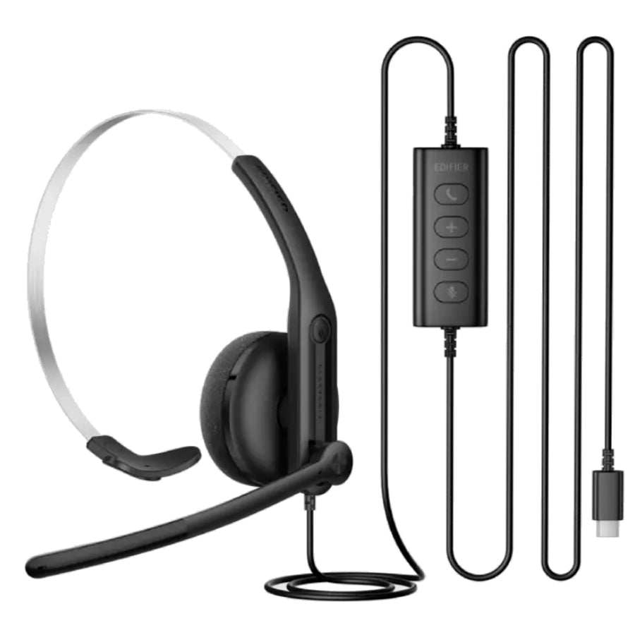 Edifier  CC100 Wired USB-C Mono Headset with Boom Microphone - Black