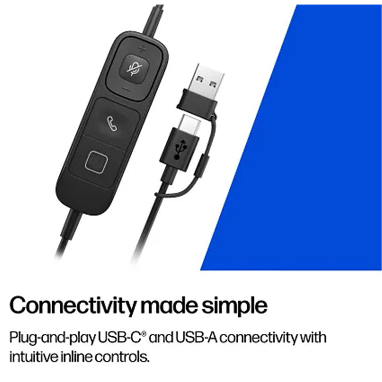 C01B3AA - HP Poly Mission 425 Stereo USB Wired Headset Classic