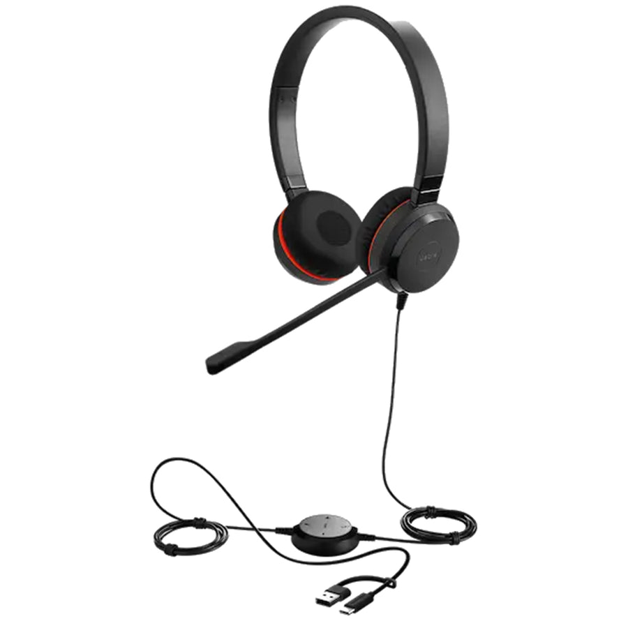 Jabra Evolve 20 SE USB-C/A Wired On-Ear Headset with In-Line Controls - UC Certified