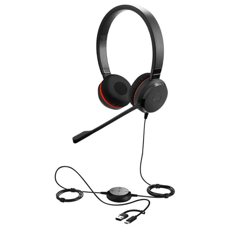 Jabra Evolve 30 II USB-C/A Wired On-Ear Headset with In-Line Controls - UC Certified