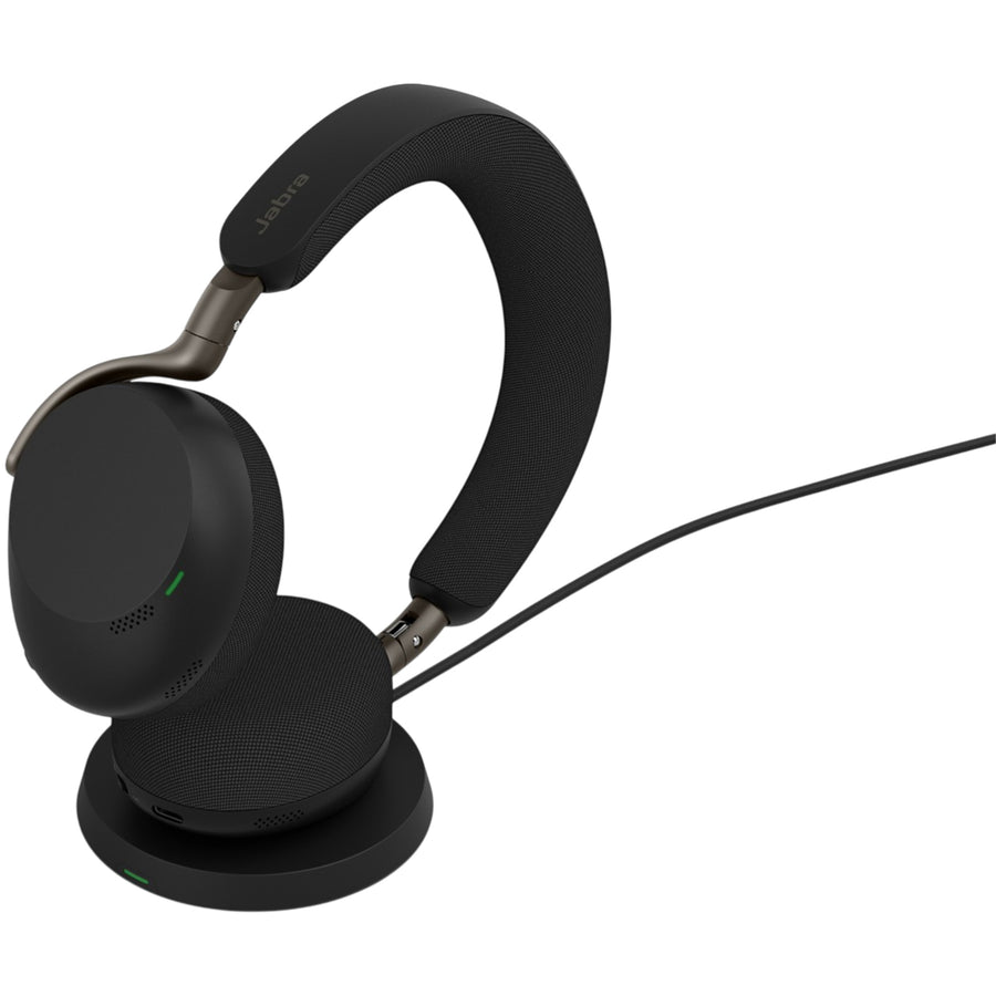 Jabra Evolve3 75 Foldable Bluetooth On-Ear AI-Powered ANC Headset with Charging Stand - Teams Certified
