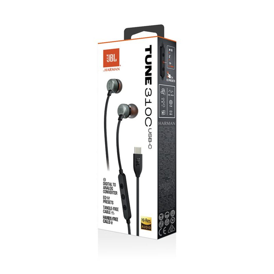 JBL Tune 310C USB-C Wired Hi-Res In-Ear Headphones - Black
