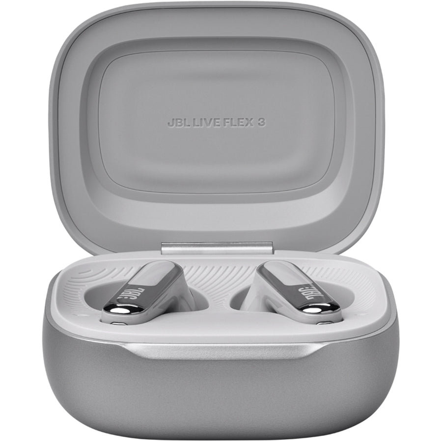 JBL Live Flex 3 True Wireless Noise Cancelling Open-Fit Earbuds with Smart Case - Silver