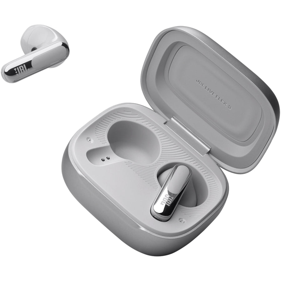 JBL Live Flex 3 True Wireless Noise Cancelling Open-Fit Earbuds with Smart Case - Silver