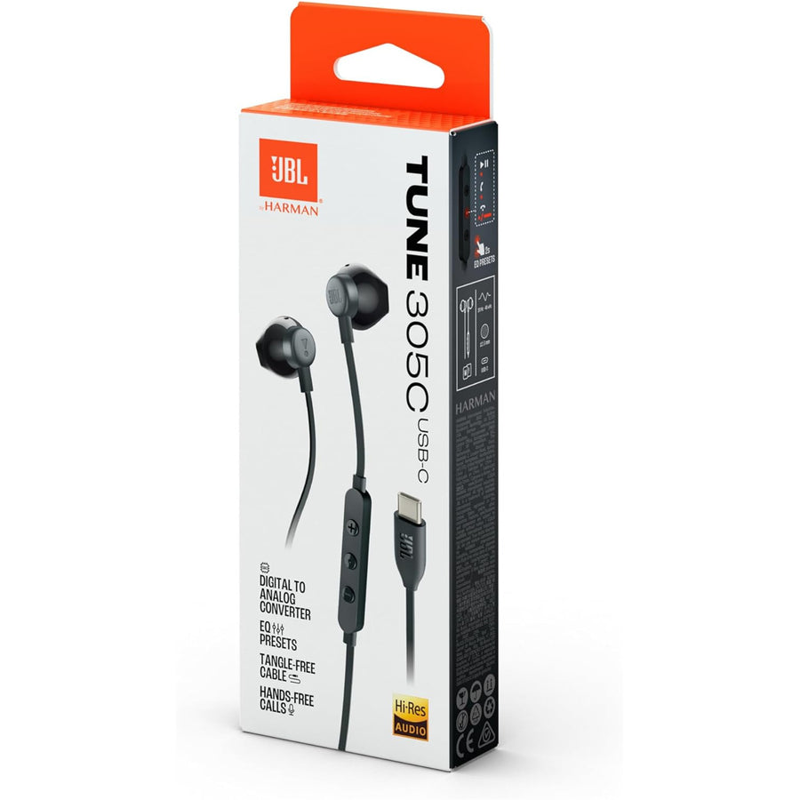 Harman JBLT305CBLK - JBL TUNE 305 USBC HEADPHONES BLACK OPEN