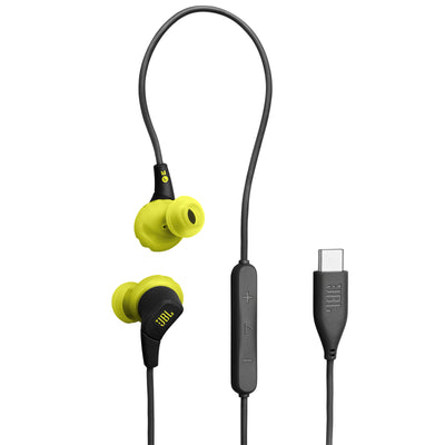 JBL Endurance Run 3C USB-C Wired In-Ear Sports Headphones - Black Lime