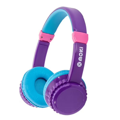 MOKI Headphones ACC-HPPSPA - Moki Play Safe Volume Limited Headphones - Purple/Aqua