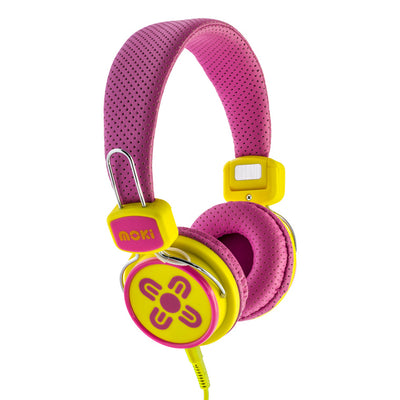 MOKI Headphones ACC-HPKSPY - Moki Kid Safe Headphones Pink/Yellow