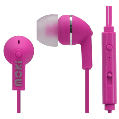 MOKI Earphones ACC-HCBMP - Moki Noise Isolation Earbuds with microphone & control - Pink