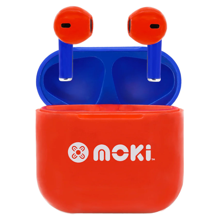 MOKI Earphones ACC-MPMPMRB - MokiPods Mini TWS Earphones for Kids Volume Limited - Red/Blue
