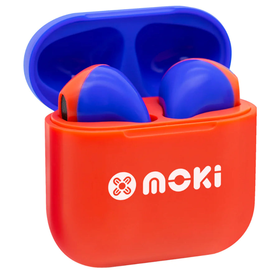 MOKI Earphones ACC-MPMPMRB - MokiPods Mini TWS Earphones for Kids Volume Limited - Red/Blue