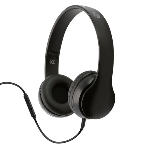 MOKI Headphones ACC-HPFLVLBK - Moki Volume Limited Headphones + Removable 3.5mm Audio Cable & In-line Mic - Black