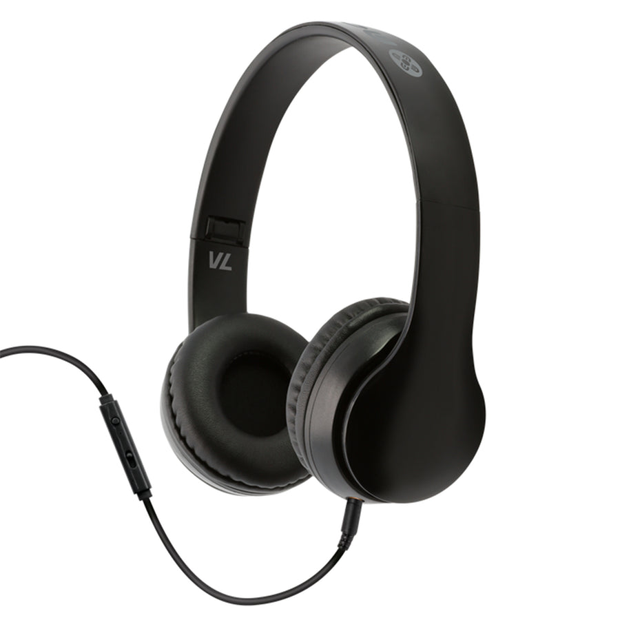 MOKI Headphones ACC-HPFLVLBK - Moki Volume Limited Headphones + Removable 3.5mm Audio Cable & In-line Mic - Black