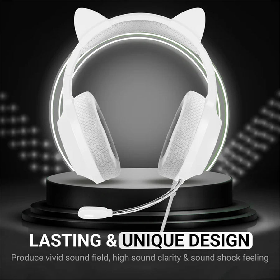 PRGBCEHW - Playmax RGB Cat Ear Headset - Weiß (Neu)