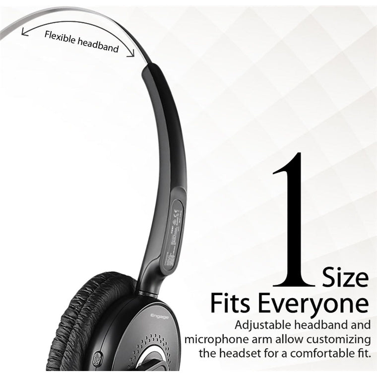 Promate ENGAGE-BLK - Over ear Mono Bluetooth Headset w/ HD Voice Clarity. Noise-Cancelling Microphone