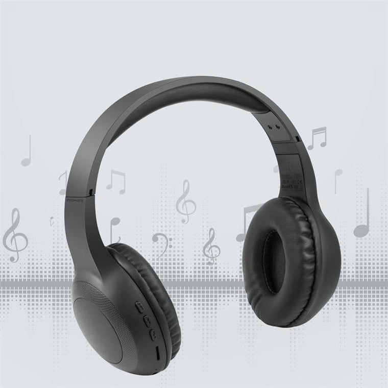 Promate LABOCA-BLK - Deep Base Bluetooth V5.0 Wireless Over-ear Headphones. Up to 5 Hours Playback