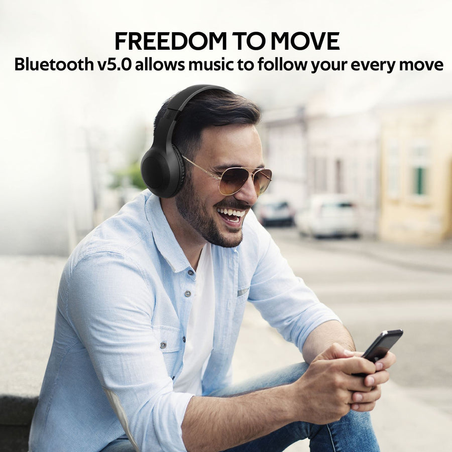 Promate LABOCA-BLK - Deep Base Bluetooth V5.0 Wireless Over-ear Headphones. Up to 5 Hours Playback