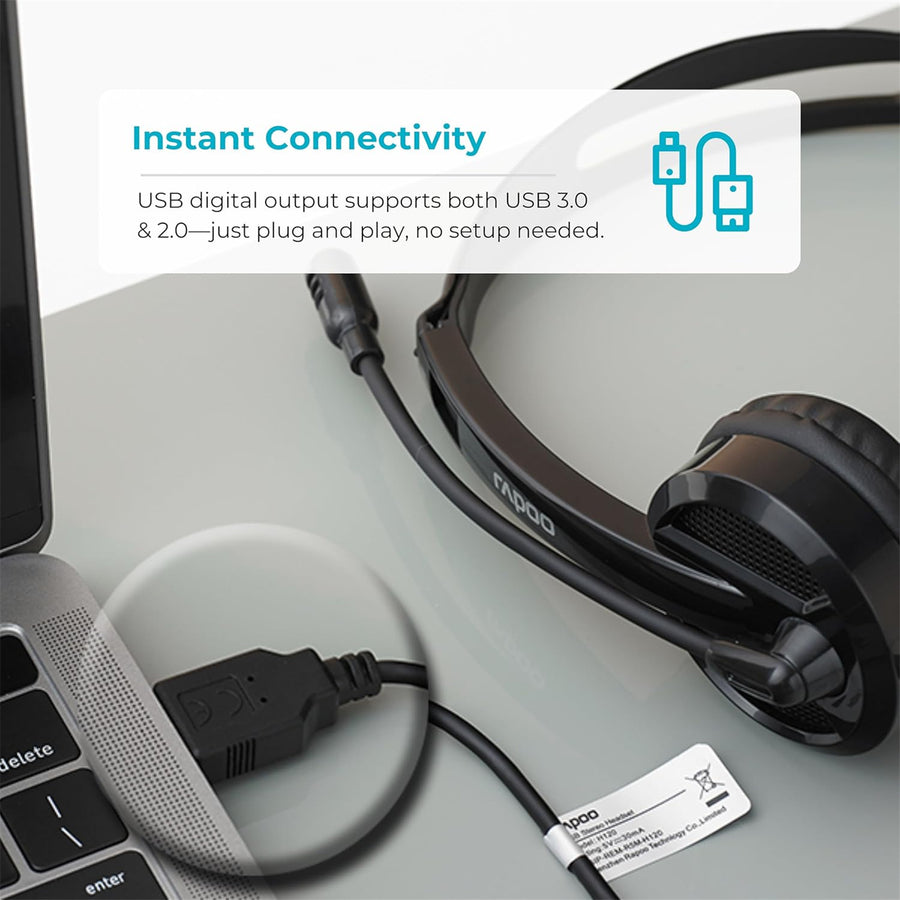 Rapoo H120 USB stereo headset black