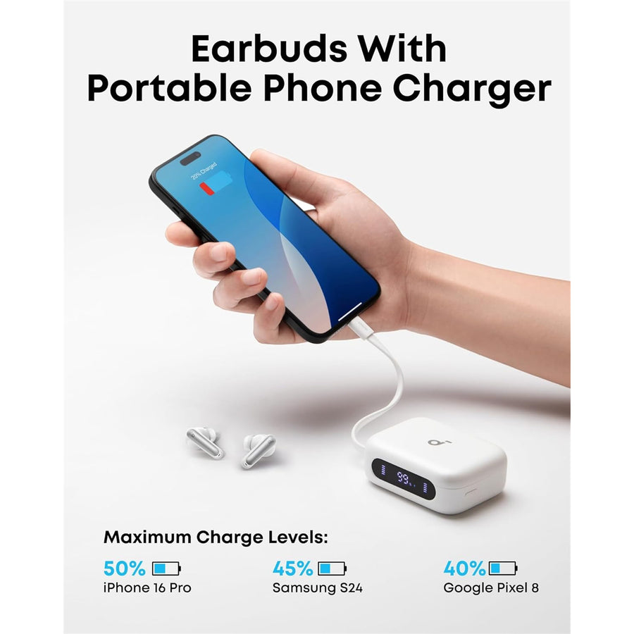 Soundcore by Anker P41i True Wireless Noise Cancelling Earbuds with Portable Phone Charger - White
