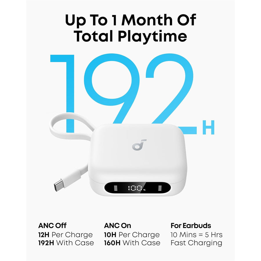 Soundcore by Anker P41i True Wireless Noise Cancelling Earbuds with Portable Phone Charger - White