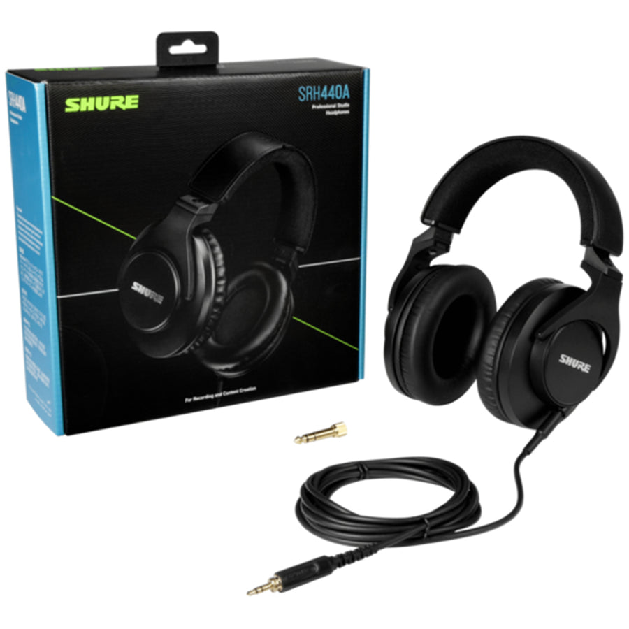 Shure SRH440A Wired Over-Ear Professional Studio Headphones - Black