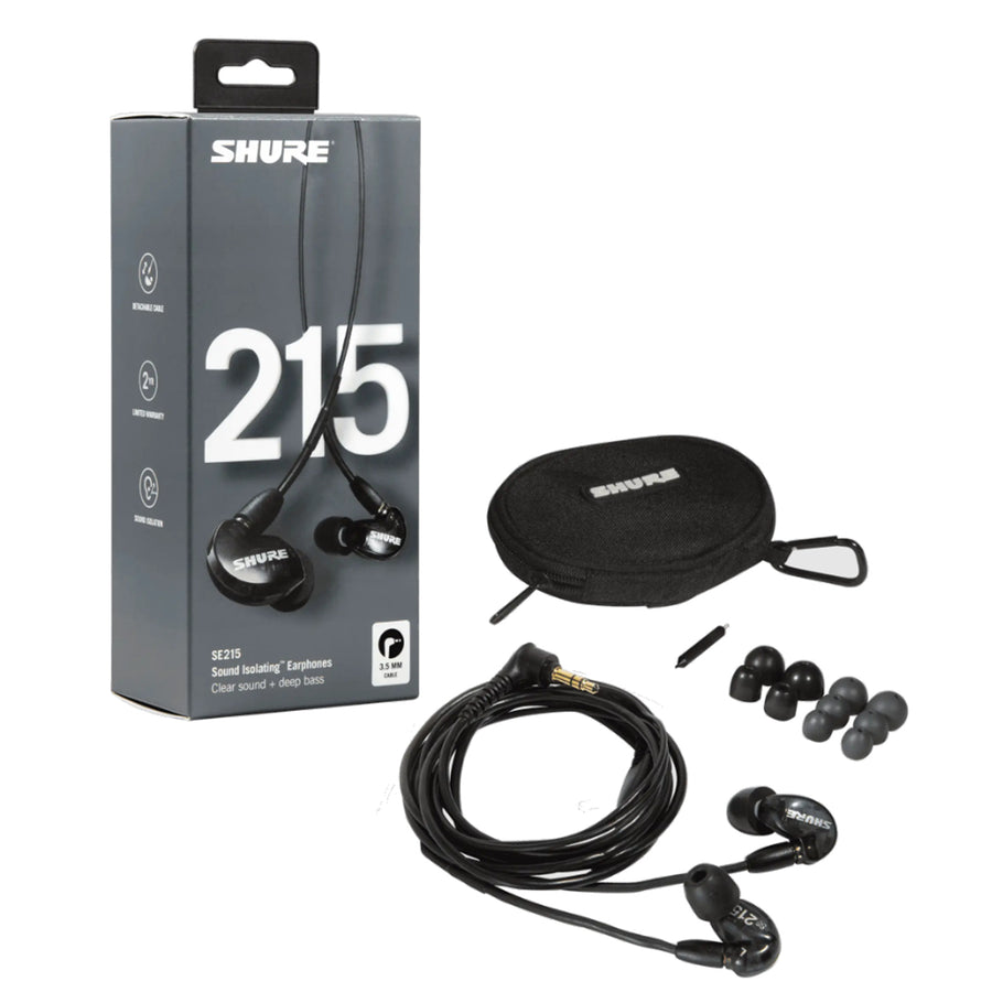 Shure SE215-K Sound Isolating Earphones Single Dynamic MicroDriver - Black
