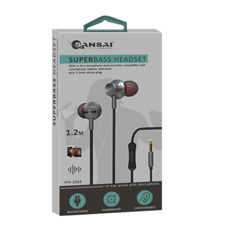 Sansai IPH-266E Stereo Earphone with built-in Microphone 3.5mm stereo plug
