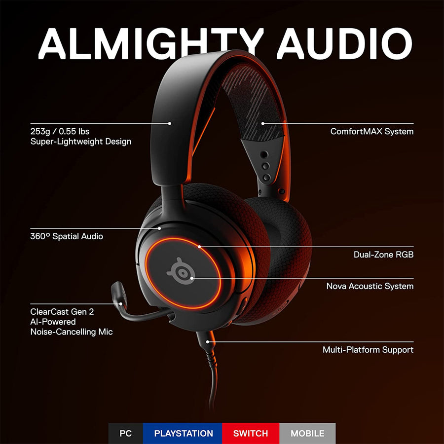 Steelseries Arctis Nova 3 Multi-System RGB Gaming Headset - Black