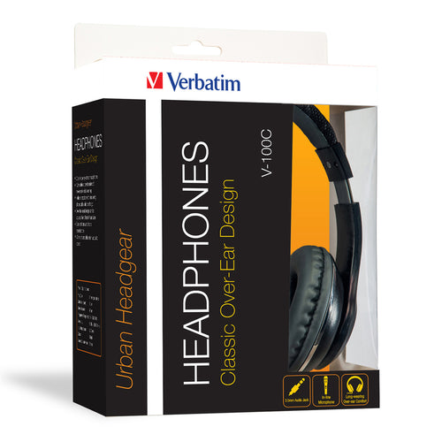 Verbatim 65066 Classic V-100C Wired Over-Ear Headphones - Black