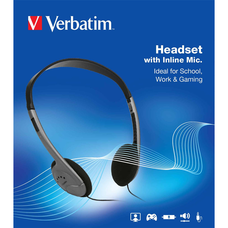Verbatim Multimedia Headset With Inline MIC - Grey