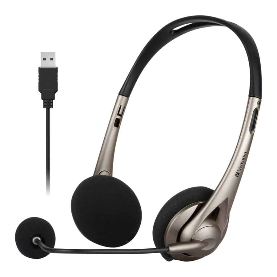 Verbatim 66556  Multimedia Headset with Boom Mic & USB - Grey