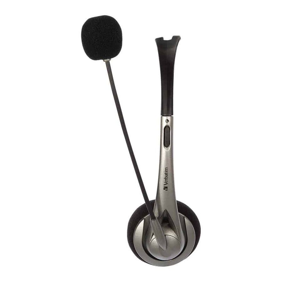 Verbatim 66556  Multimedia Headset with Boom Mic & USB - Grey