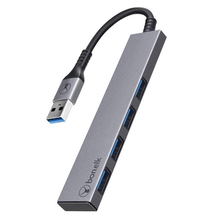 ELK-80024-R - Bonelk Long-Life USB-A to 4 Port USB 3.0 Slim Hub (Space Grey)