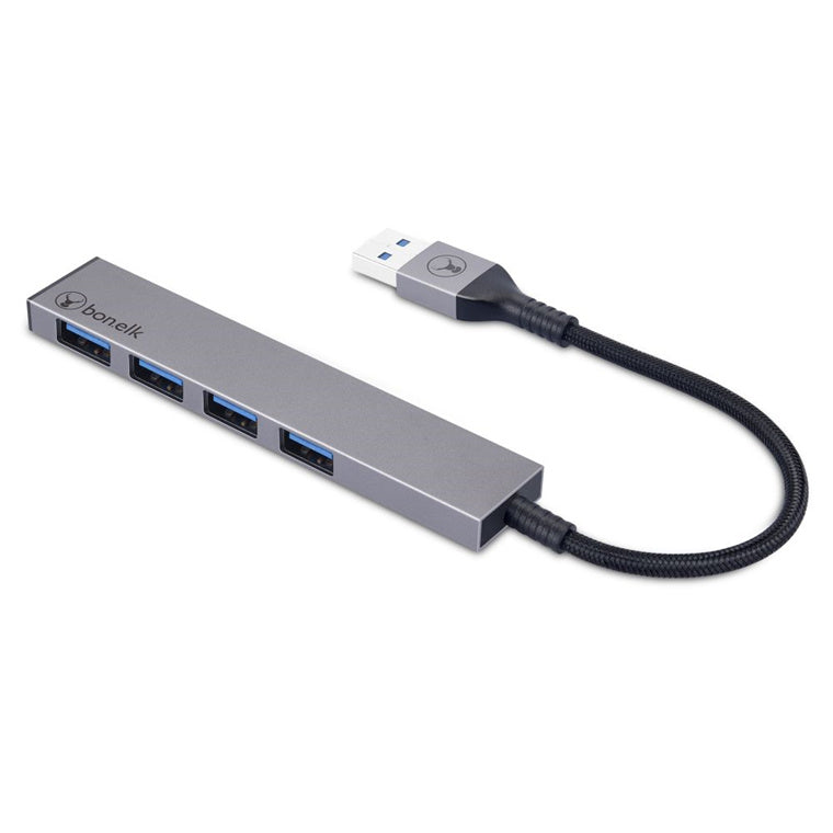 Bonelk Long-Life USB-A auf 4 Port USB 3.0 Slim Hub – Space Grey