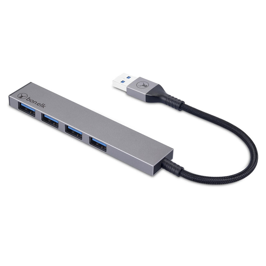 ELK-80036-R - Bonelk Long-Life USB-A to 4 Port USB 3.0 Slim Hub (Black)