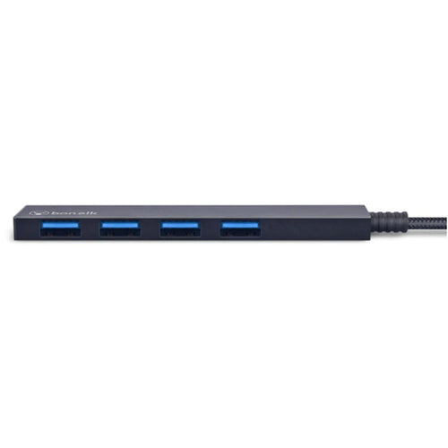 Bonelk Long-Life USB-C to 4 Port USB 3.0 Slim Hub - Black