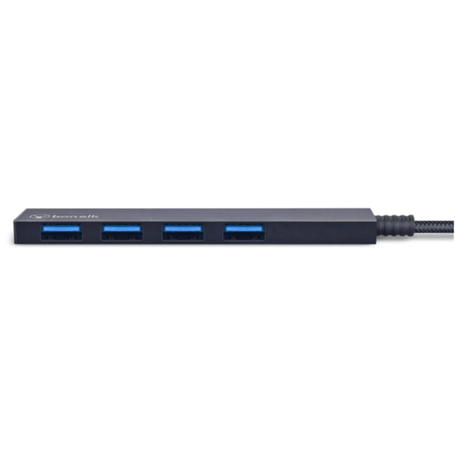 Bonelk Long-Life USB-C to 4 Port USB 3.0 Slim Hub - Black